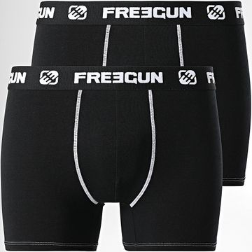 Freegun - Juego de 2 calzoncillos bóxer ultra elásticos Negro