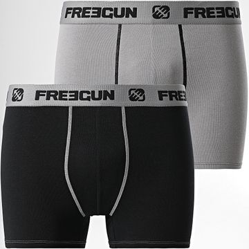 Freegun - Juego de 2 bóxers ultra elásticos Negro Gris