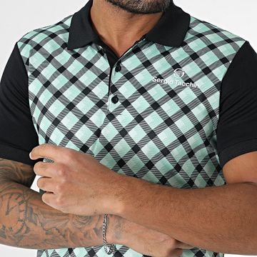 Sergio Tacchini - Polo de manga corta de tartán 40255 Negro Verde claro