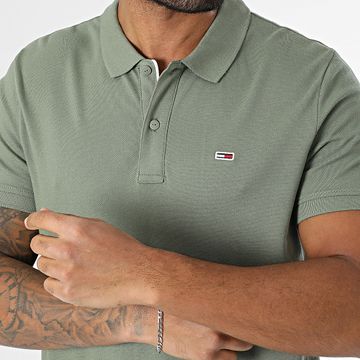 Tommy Jeans - Placket 0676 Polo Manga Corta Verde Caqui