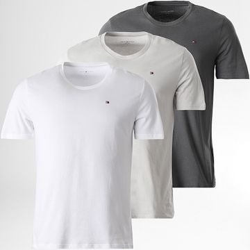 Tommy Hilfiger - Lote de 3 camisetas Signature 3379 Blanco Gris claro Gris carbón