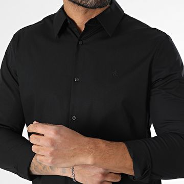 Calvin Klein - Slim Solid 145G Camisa Manga Larga Negro