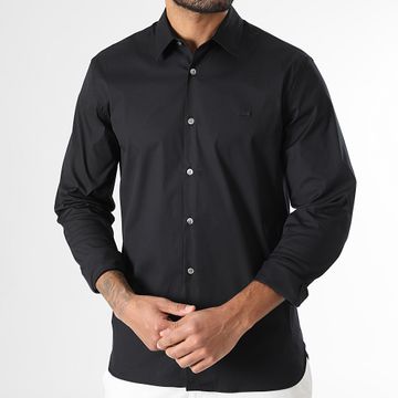 Lacoste - Camisa Manga Larga Logo Cocodrilo Bordado Negro