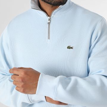 Lacoste - Sudadera Cuello Cremallera Logo Cocodrilo Bordado Azul Claro