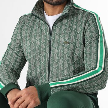 Lacoste - Cocodrilo Logotipo Bordado Cremallera Chaqueta Regular Fit Verde Beige
