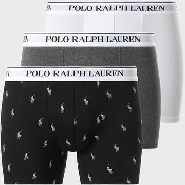 Polo Ralph Lauren - Juego De 3 Calzoncillos Gris Carbón Negro Blanco