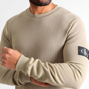 Calvin Klein - Sudadera cuello redondo Monograma Insignia Waffle 3485 Beige