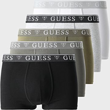 Guess - Set De 5 Boxers U4YG16-K6YW1 Blanco Negro Heather Gris Verde Caqui