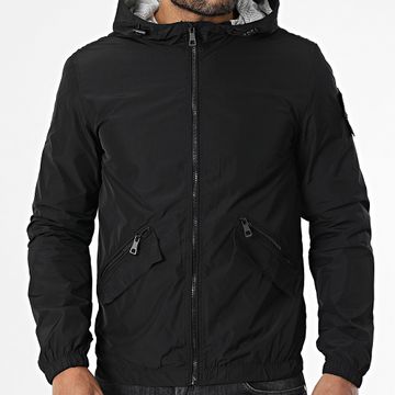 Kymaxx - Chaqueta negra con cremallera y capucha