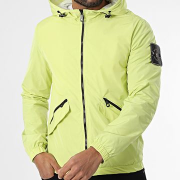 Kymaxx - Chaqueta con cremallera y capucha verde lima