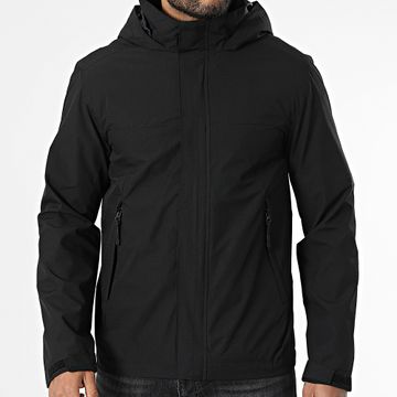 Kymaxx - Chaqueta negra con cremallera y capucha
