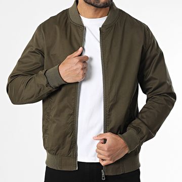 Kymaxx - Chaqueta con cremallera verde caqui