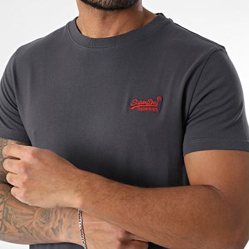 Superdry - Camiseta Essential Logo Bordado M1011245A Gris Carbón