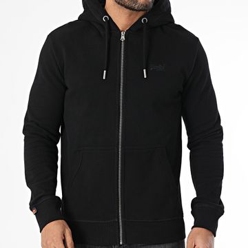 Superdry - Sudadera con capucha y cremallera Essential Logo M2014128A Negro