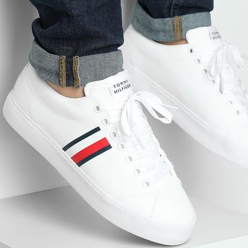 Tommy Hilfiger - Baskets Hi Vulc Low Core Stripes Mesh 5393 Blanco