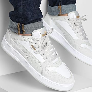 Puma - Zapatillas Court Classic Street SD 400215 Puma Blanco Gris Glacial Oro