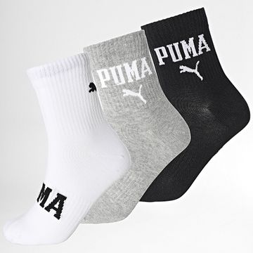 Puma - Lote de 3 pares de calcetines 701231485 Negro Blanco Gris Brezo