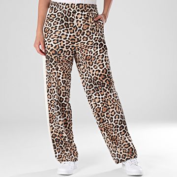 Puma - Pantalones Jogging Mujer 632343 Beige Camel Negro Leopardo