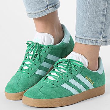 Adidas Originals - Gazelle Zapatillas Mujer W JH7218 Verde Semi Flash Aqua Oro Metálico
