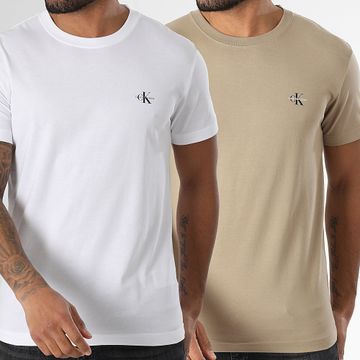 Calvin Klein - Lote de 2 camisetas 0199 Blanco Beige
