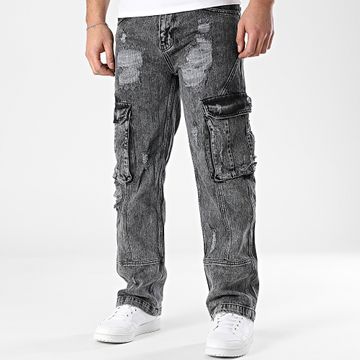 2Y Premium - Pantalón vaquero Cargo Gris Carbón