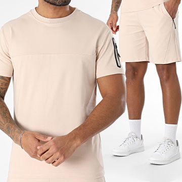 Classic Series - Conjunto de camiseta y pantalón corto de jogging beige