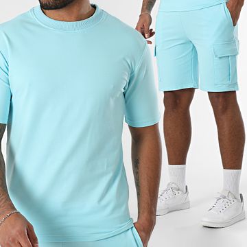 Classic Series - Conjunto de camiseta azul claro y pantalón corto tipo cargo