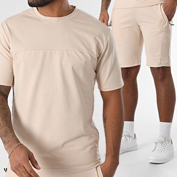 Classic Series - Conjunto de camiseta y pantalón corto de jogging beige