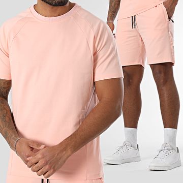 Classic Series - Conjunto de camiseta rosa claro y pantalón corto de jogging