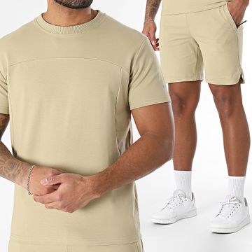 Classic Series - Conjunto de camiseta y pantalón corto de jogging beige