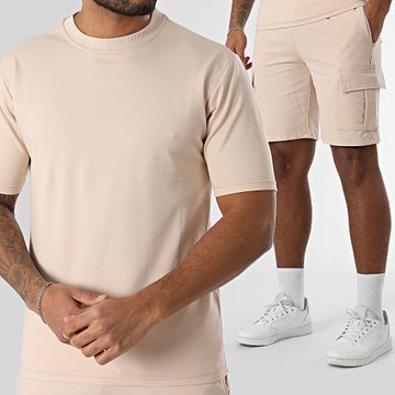 Classic Series - Conjunto de camiseta beige y pantalón corto tipo cargo