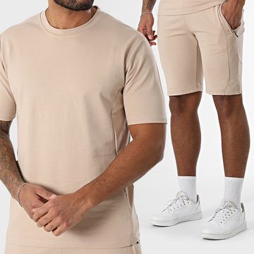 Classic Series - Conjunto de camiseta y pantalón corto de jogging beige