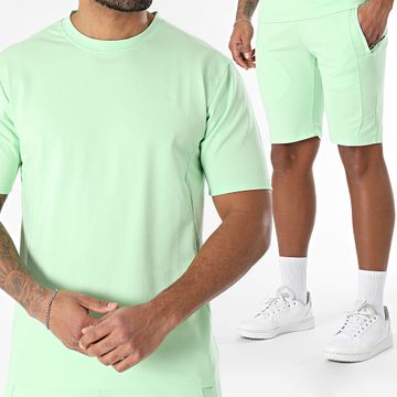 Classic Series - Conjunto de camiseta verde claro y pantalón corto de jogging