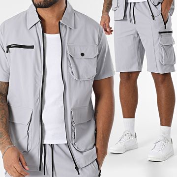 Classic Series - Conjunto gris de camisa de manga corta y pantalón corto cargo