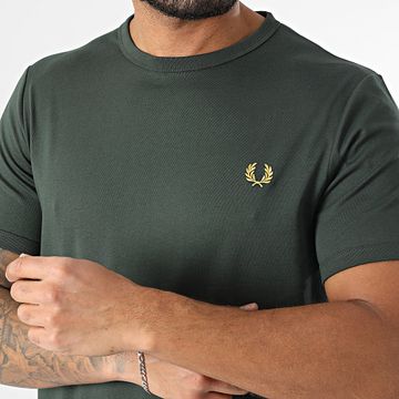 Fred Perry - M3519 Camiseta Ringer Verde Oscuro