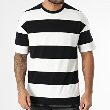 Frilivin - Camiseta oversize de rayas negras y blancas