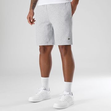 Lacoste - Pantalón Corto Jogging Logo Cocodrilo Bordado Gris Heather