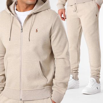 Polo Ralph Lauren - Conjunto de sudadera con capucha y pantalón de chándal Original Player Beige Chiné