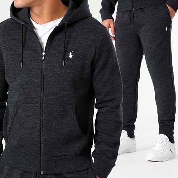 Polo Ralph Lauren - Conjunto de sudadera con capucha y pantalón de chándal Original Player Negro jaspeado