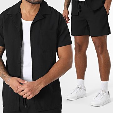 Zayne Paris  - Conjunto de camisa negra de manga corta y pantalón corto de jogging