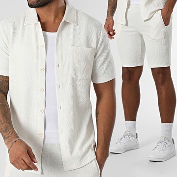 Zayne Paris  - Conjunto de camisa de manga corta y pantalón corto de jogging Beige claro