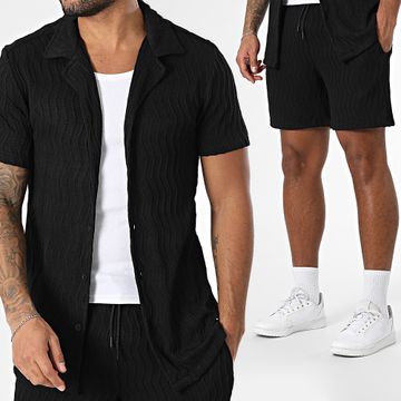 Zayne Paris  - Conjunto de camisa negra de manga corta y pantalón corto de jogging