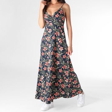 Only - Nova Life Elite Maxi Vestido Mujer Azul Marino Rosa Verde Floral