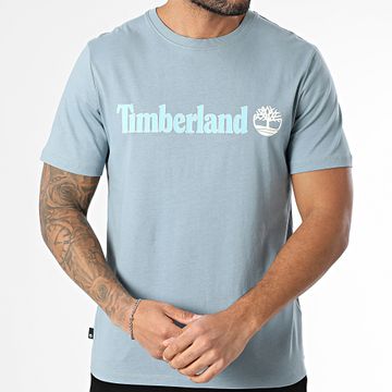 Timberland - Camiseta Logo Linear A5UPQ Azul Claro