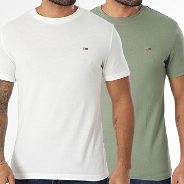 Tommy Jeans - Lote De 2 Camisetas De Punto 0687 Blanco Verde Caqui