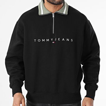 Tommy Jeans - Sudadera Relax Linear Zipped Neck 0857 Negro