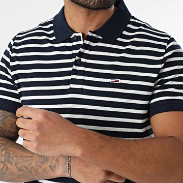 Tommy Jeans - Placket 0676 Blanco Azul Marino Polo Manga Corta