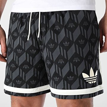 Adidas Originals - Jacquared JD5195 Negro Gris Carbón Rayas Jogging Shorts