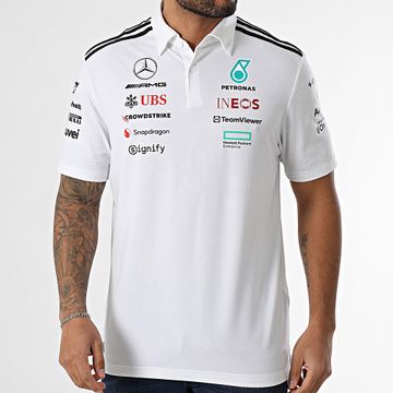 Adidas Performance - Mercedes JW0586 AMG Stripes Polo Manga Corta Blanco
