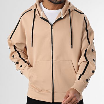 Classic Series - Sudadera beige con capucha y cremallera